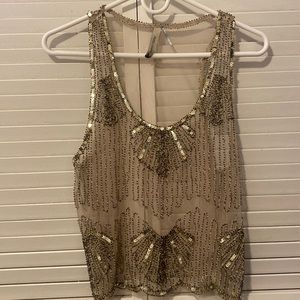 Gold embellished sheer top sz S
